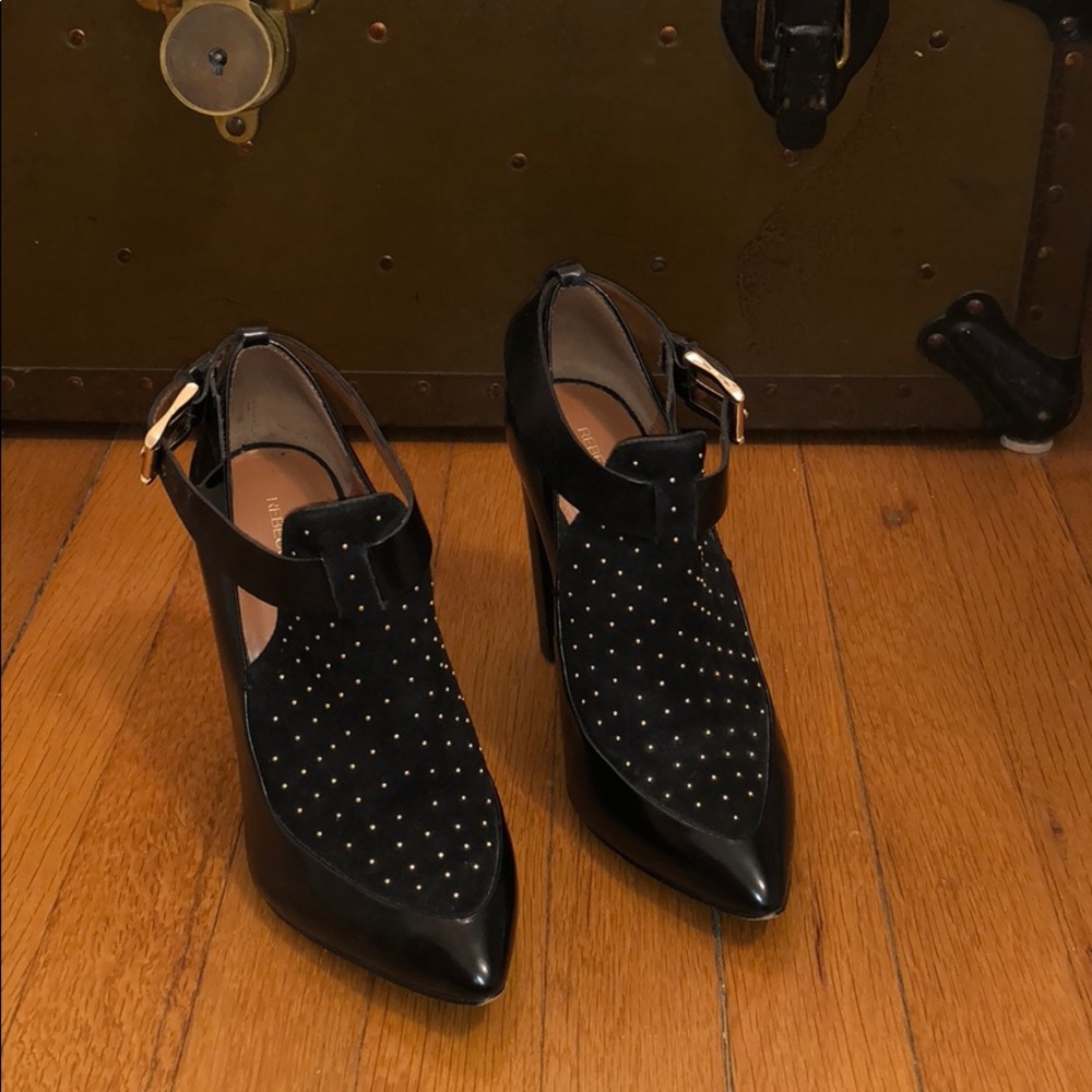 Rebecca Minkoff Black Pointed Toe with Gold Buckle